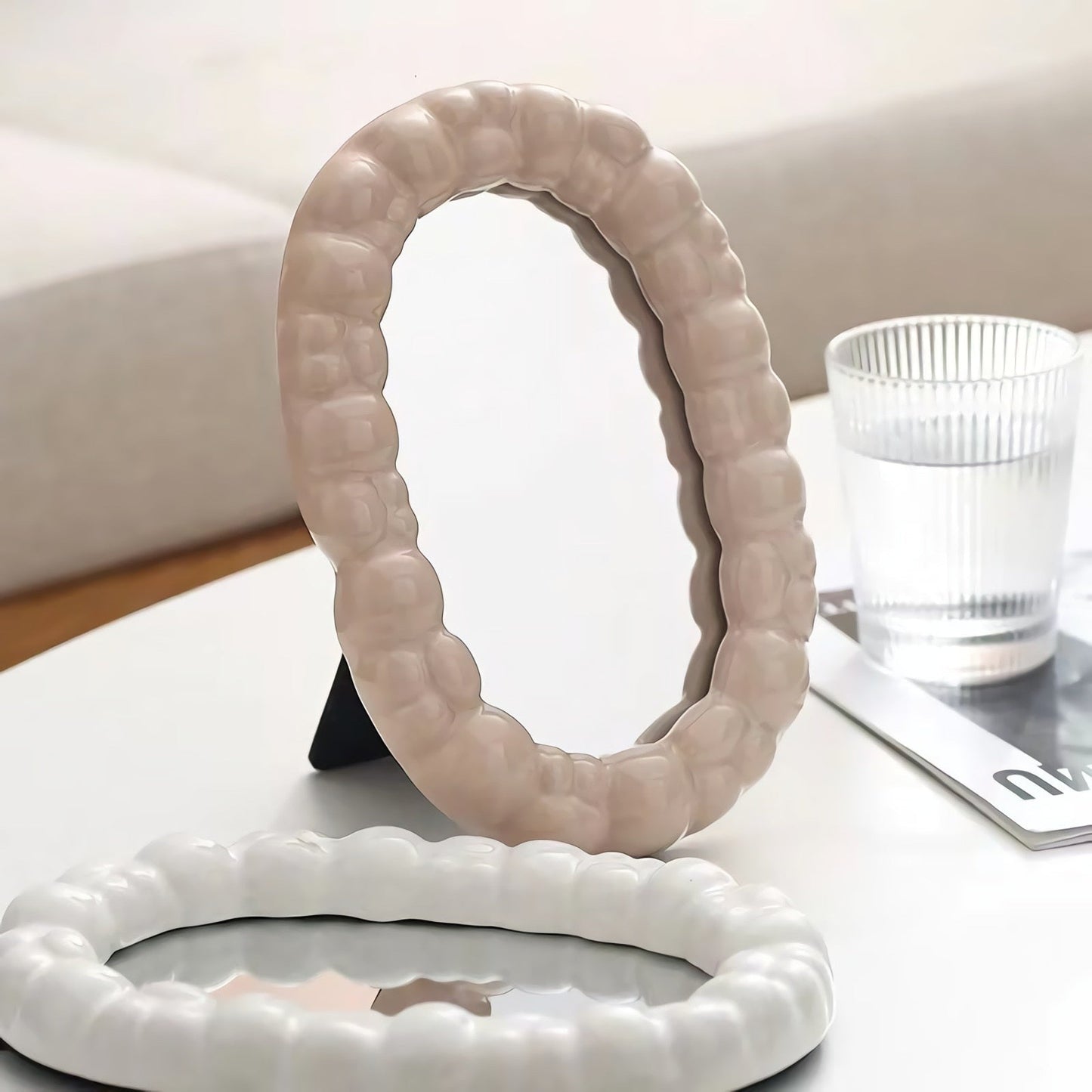 ceramic curve mirror + brush holder