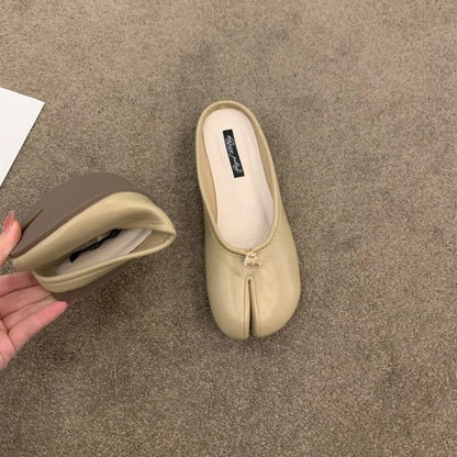 split toe vegan leather ballet flats