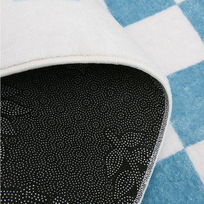 sky blue checker rug