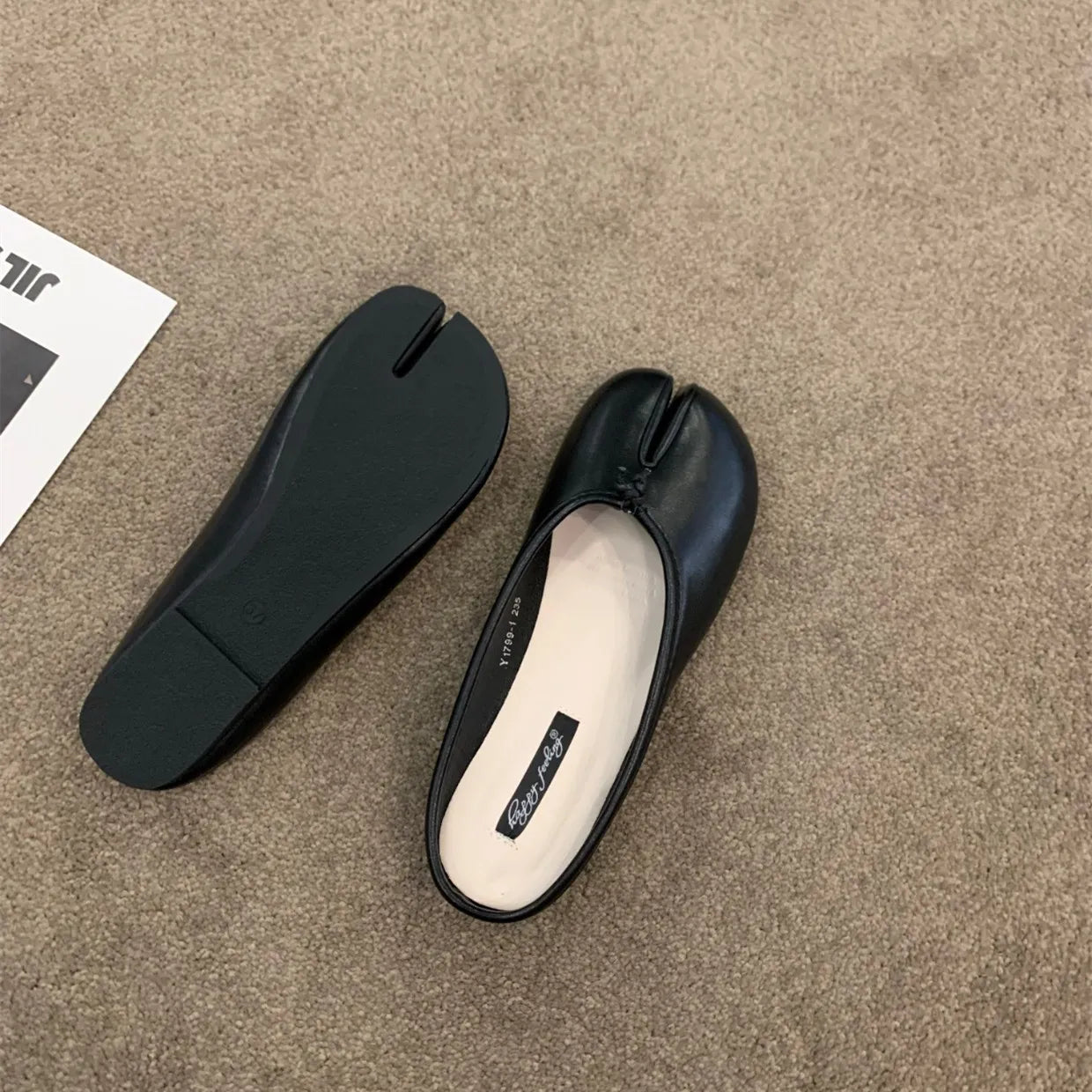 split toe vegan leather ballet flats