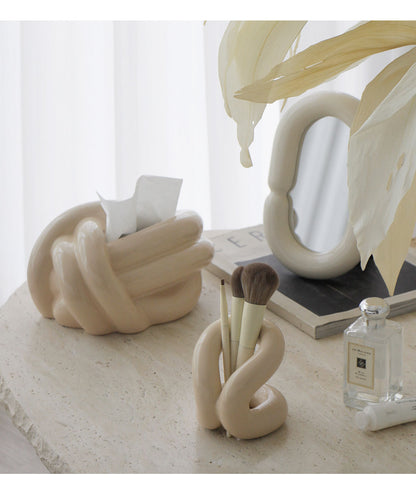 ceramic curve mirror + brush holder