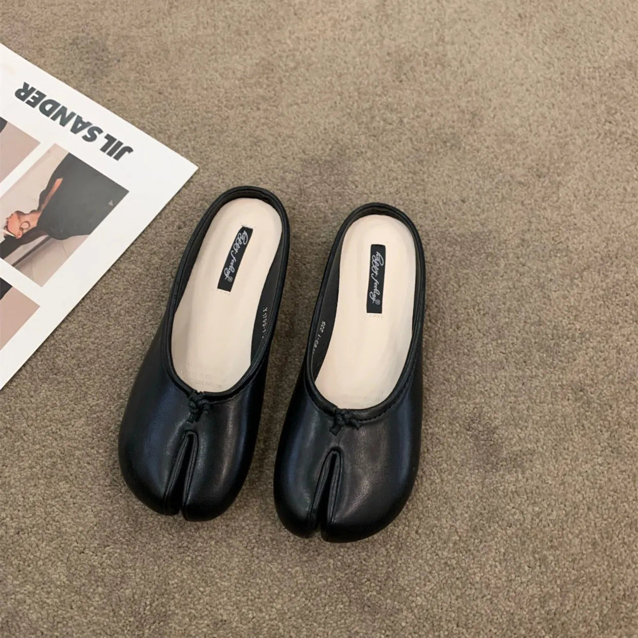 split toe vegan leather ballet flats