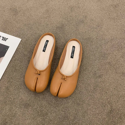 split toe vegan leather ballet flats