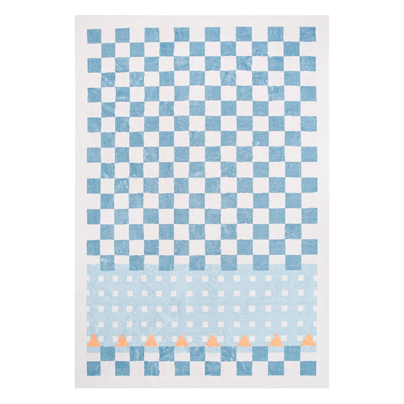 sky blue checker rug