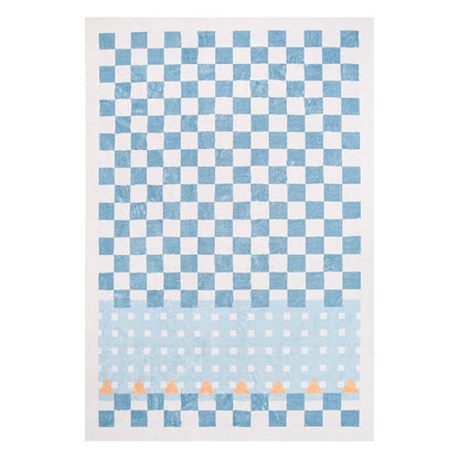 sky blue checker rug