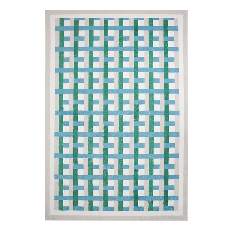 sky blue checker rug