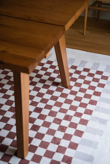 chocolate checker rug