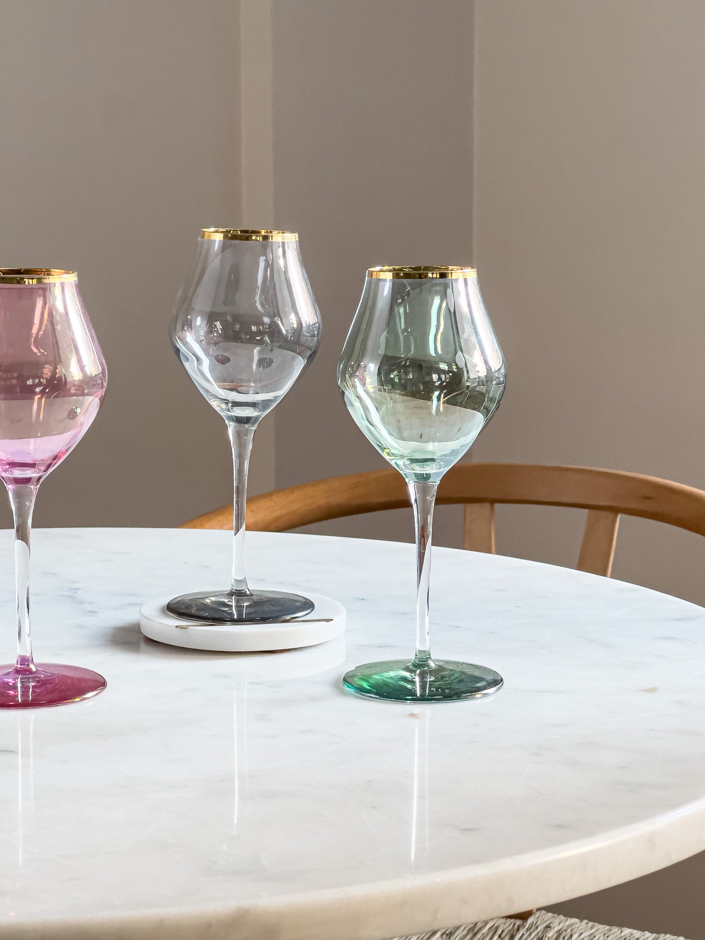 Lana Colored Gold Rim Wine Glass