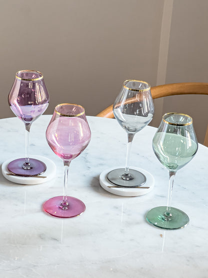 Lana Colored Gold Rim Wine Glass