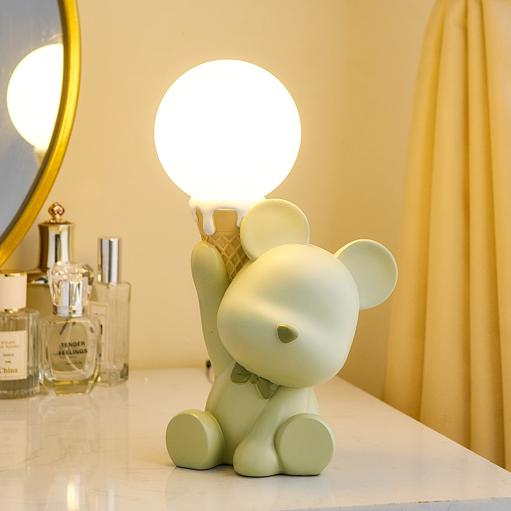 Ice Cream Holding Bear Shaped Table Lamp