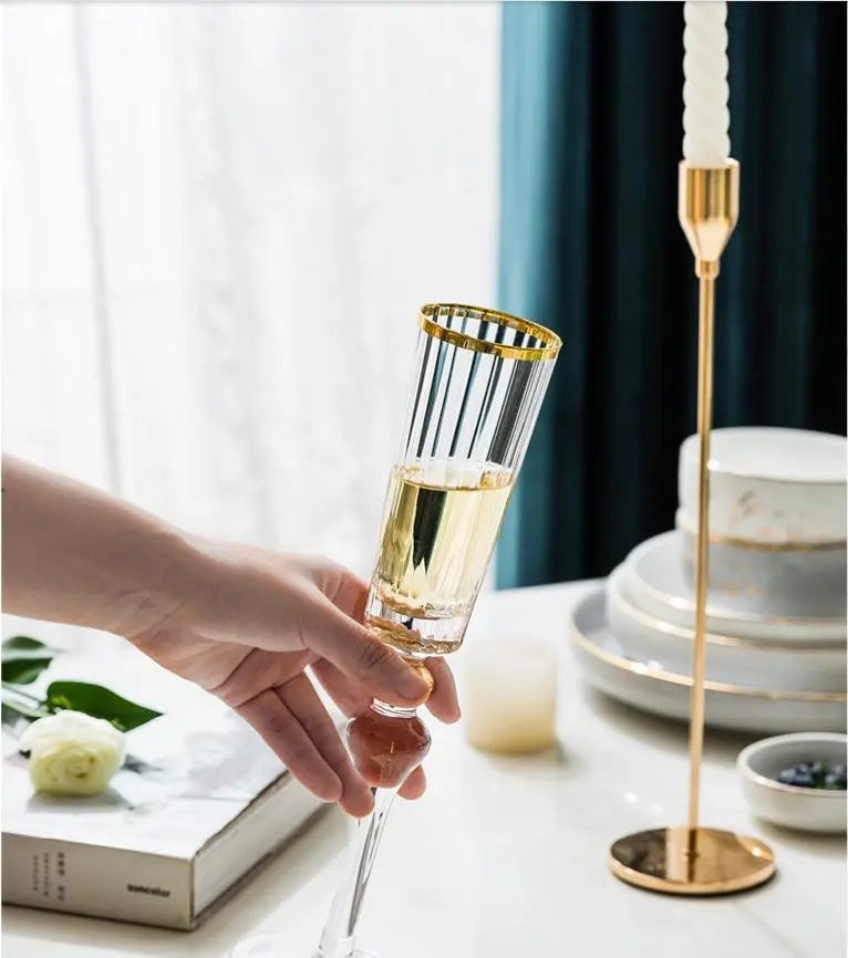 French Gilded Rim Champagne Flute