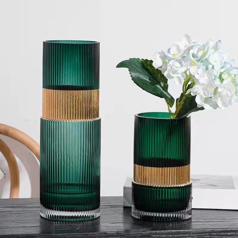 Ribbed Decorative Glass Vase