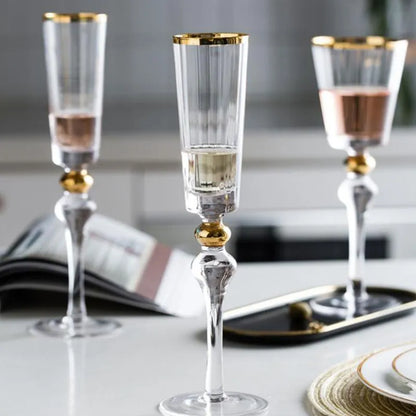 French Gilded Rim Champagne Flute