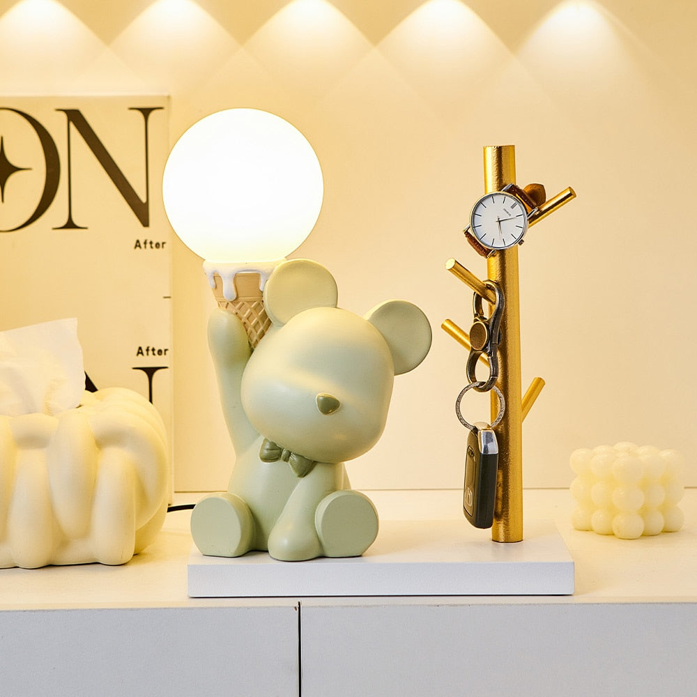 Ice Cream Holding Bear Shaped Table Lamp