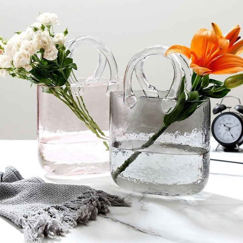 Clear Tote Bag Decorative Vase