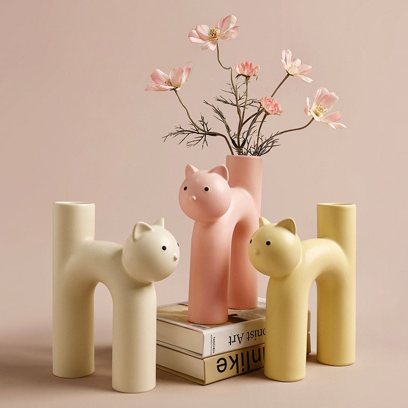 Cute Cat Shaped Ceramic Vase