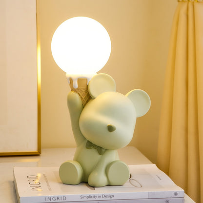 Ice Cream Holding Bear Shaped Table Lamp