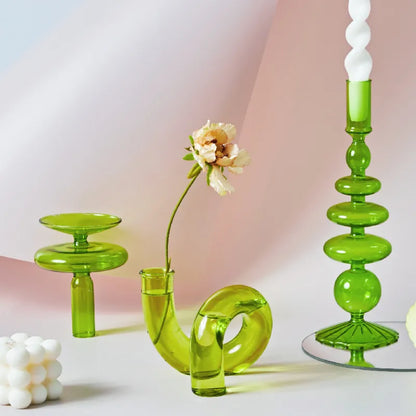 Green Decorative Candle Holder Vases