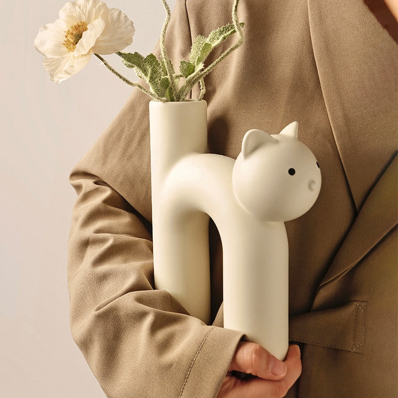 Cute Cat Shaped Ceramic Vase