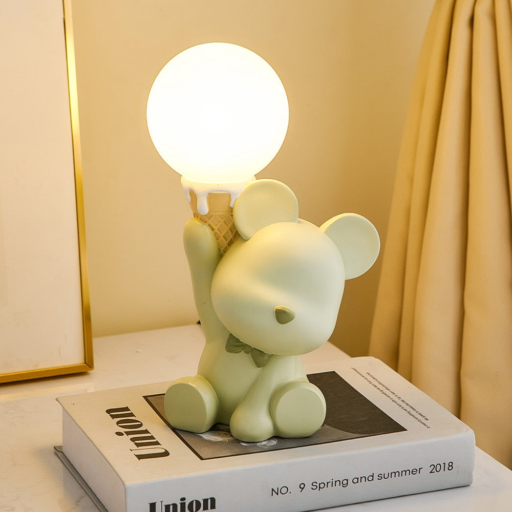 Ice Cream Holding Bear Shaped Table Lamp