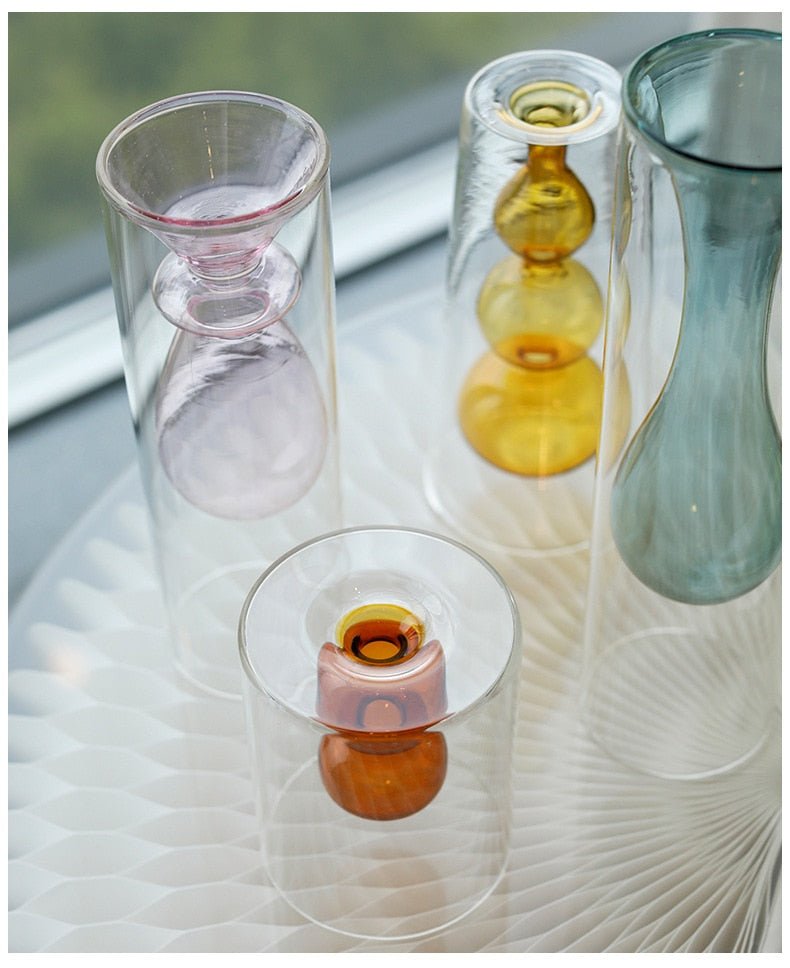 Aella Decorative Colored Flower & Candle Vase - DIVINE DESIGN