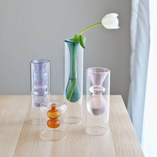 Aella Decorative Colored Flower & Candle Vase - DIVINE DESIGN