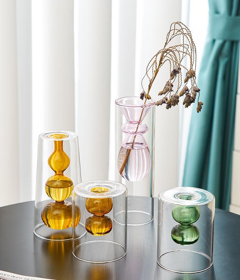 Aella Decorative Colored Flower & Candle Vase - DIVINE DESIGN