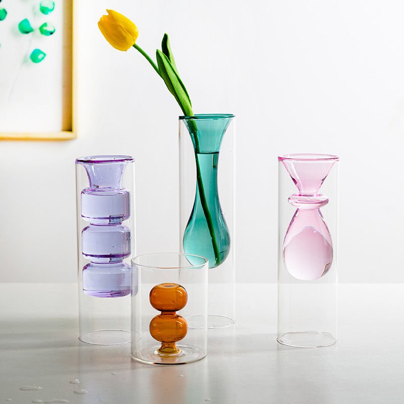 Aella Decorative Colored Flower & Candle Vase - DIVINE DESIGN