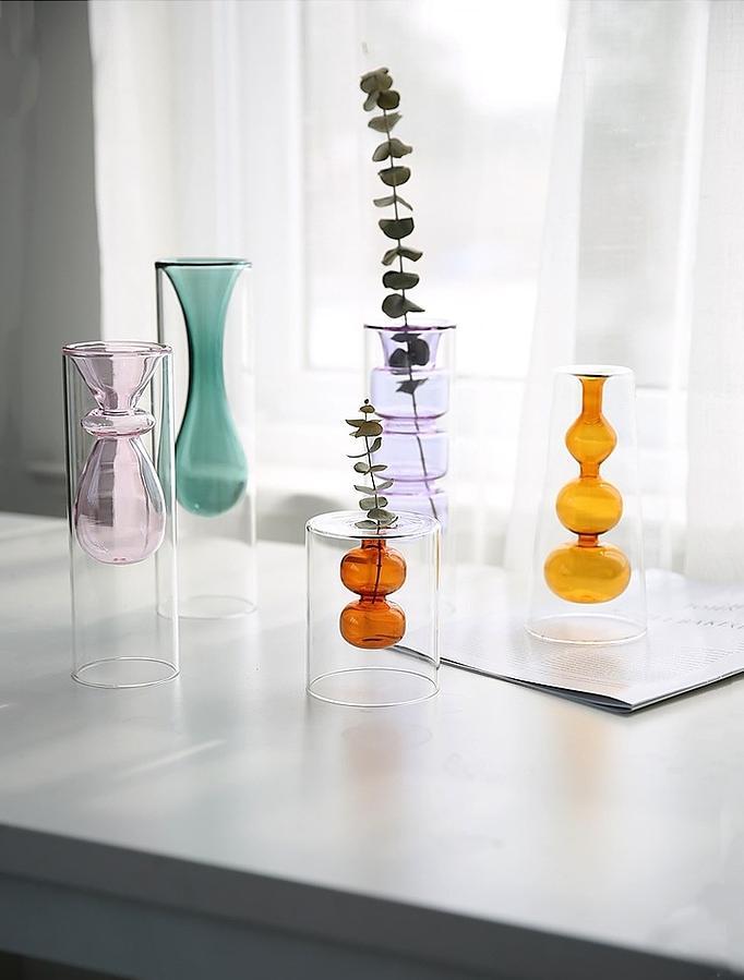 Aella Decorative Colored Flower & Candle Vase - DIVINE DESIGN