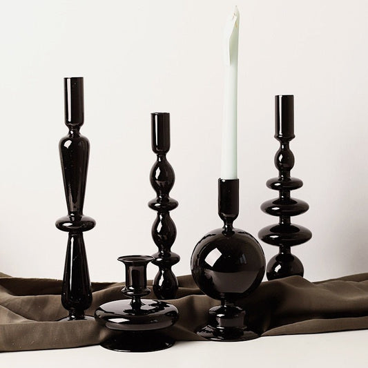 Astryd Black Ceramic Taper Candle Holders - DIVINE DESIGN