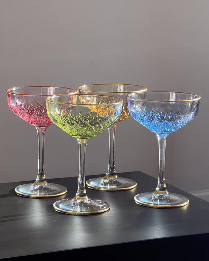 Aura Vintage Colored Champagne Coupe - DIVINE DESIGN