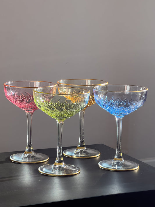 Aura Vintage Colored Clear Stem Cocktail Glass - DIVINE DESIGN