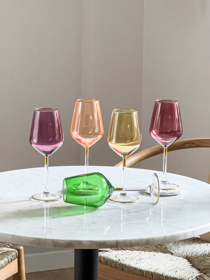 Autumn Colored Gold Stem Wine Glass - DIVINE DESIGN