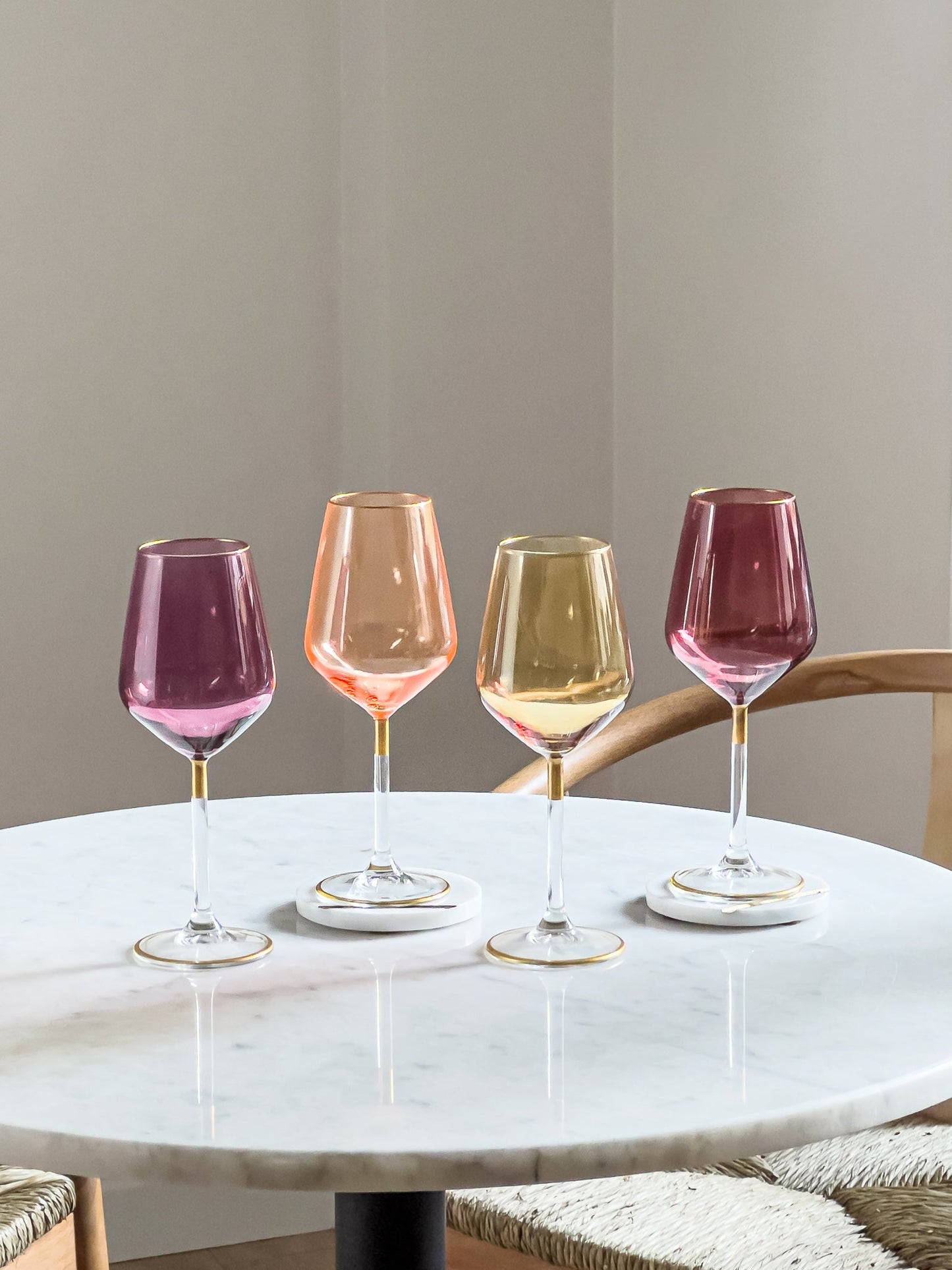 Autumn Colored Gold Stem Wine Glass