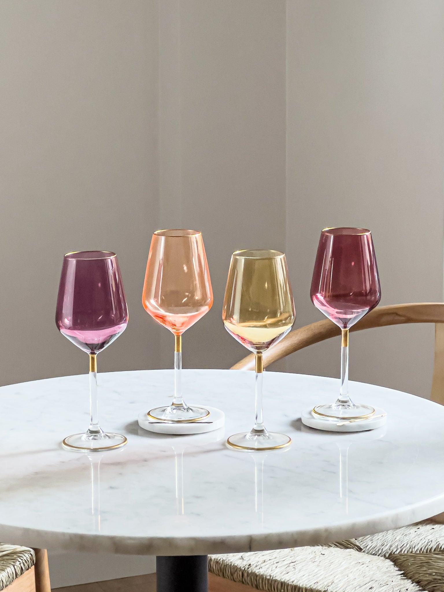 Autumn Colored Gold Stem Wine Glass - DIVINE DESIGN