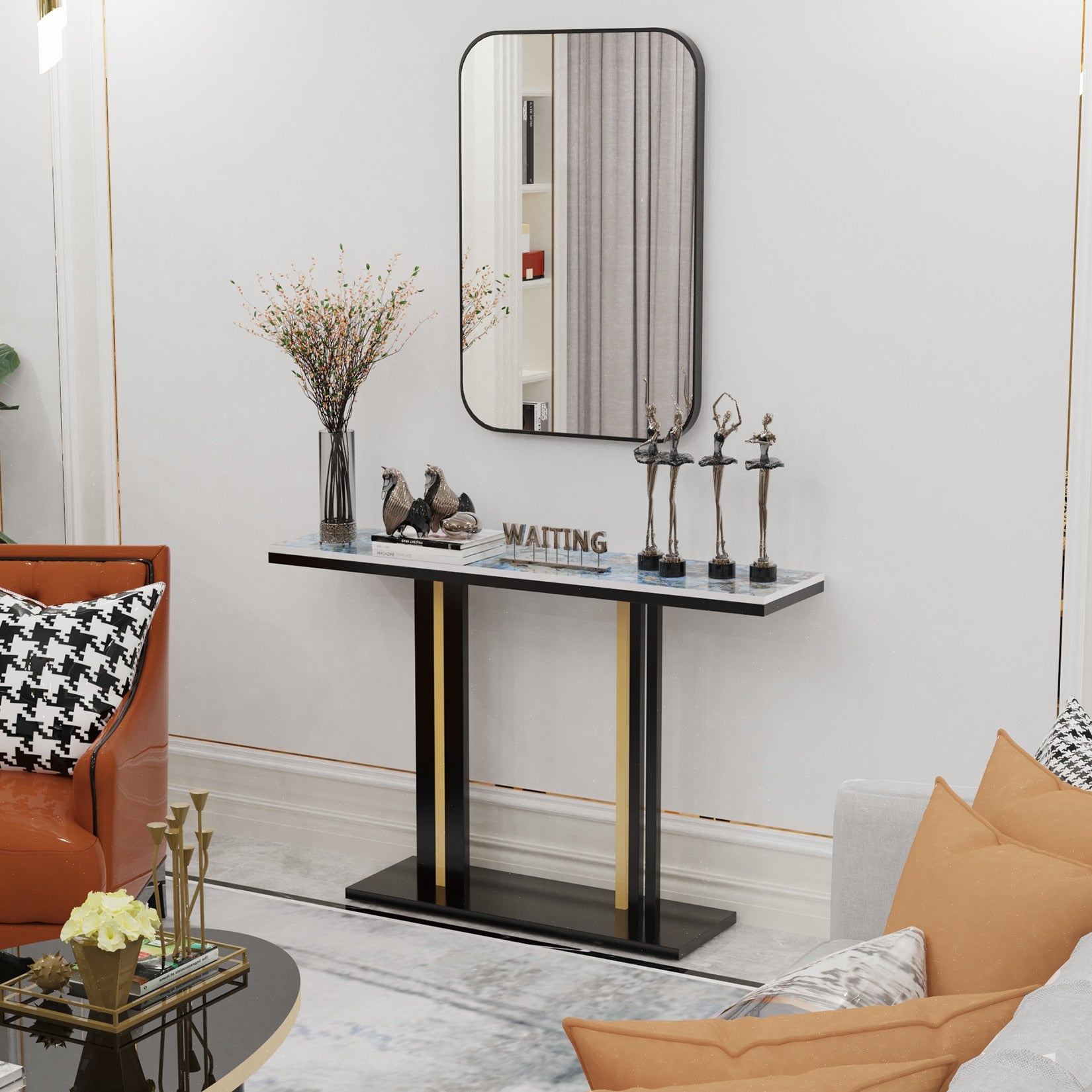 Billet Black Rounded Rectangle Mirror - DIVINE DESIGN