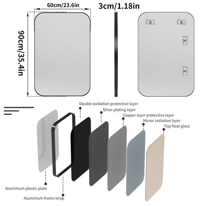 Billet Black Rounded Rectangle Mirror - DIVINE DESIGN