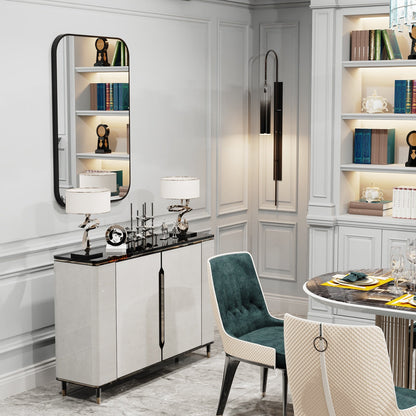 Billet Black Rounded Rectangle Mirror - DIVINE DESIGN
