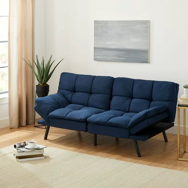 Bowen Memory Foam Sleeper Sofa, Black Faux Suede Fabric - DIVINE DESIGN