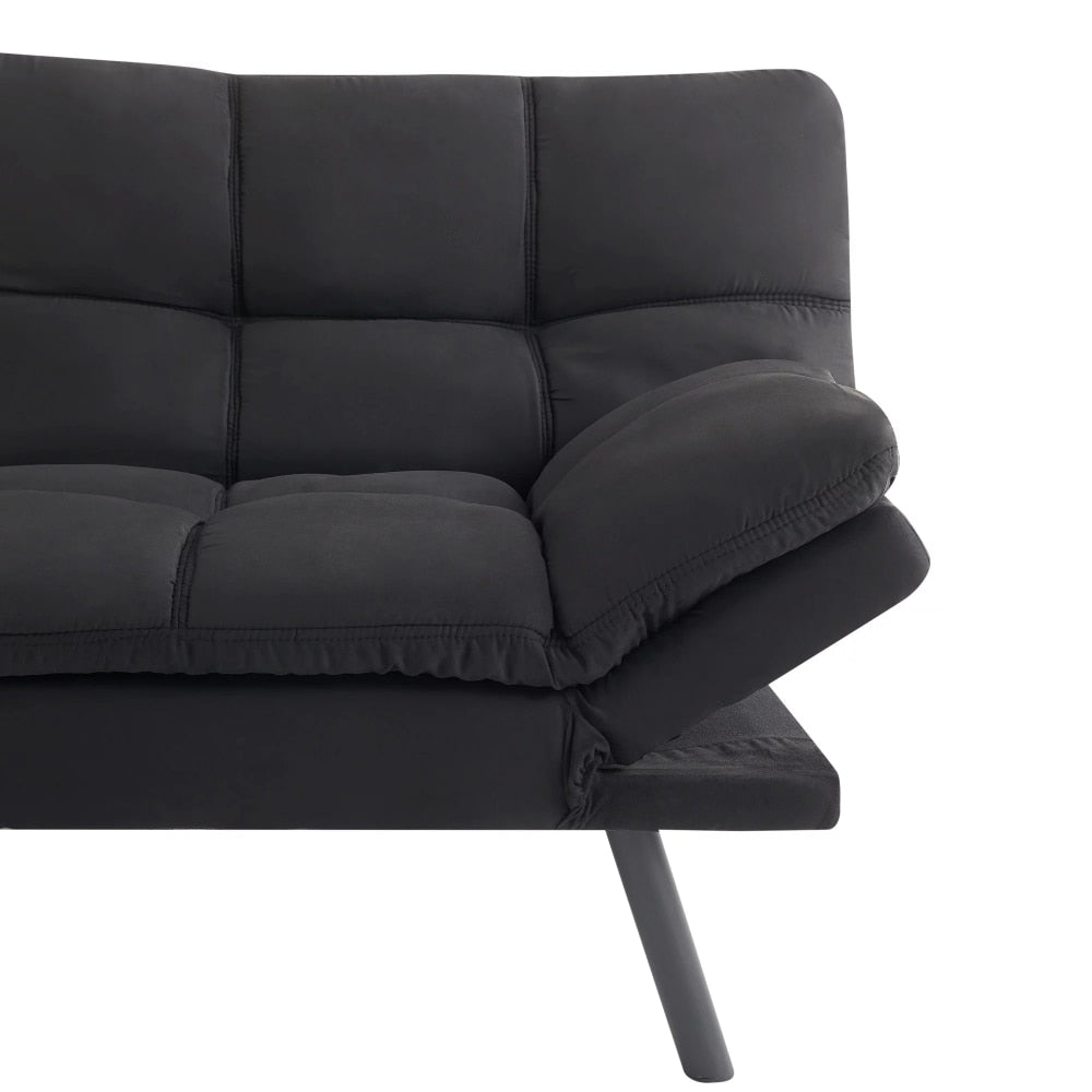 Bowen Memory Foam Sleeper Sofa, Black Faux Suede Fabric - DIVINE DESIGN