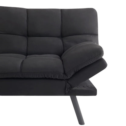 Bowen Memory Foam Sleeper Sofa, Black Faux Suede Fabric - DIVINE DESIGN