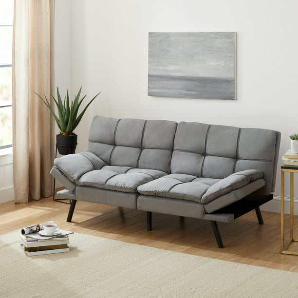 Bowen Memory Foam Sleeper Sofa, Black Faux Suede Fabric - DIVINE DESIGN