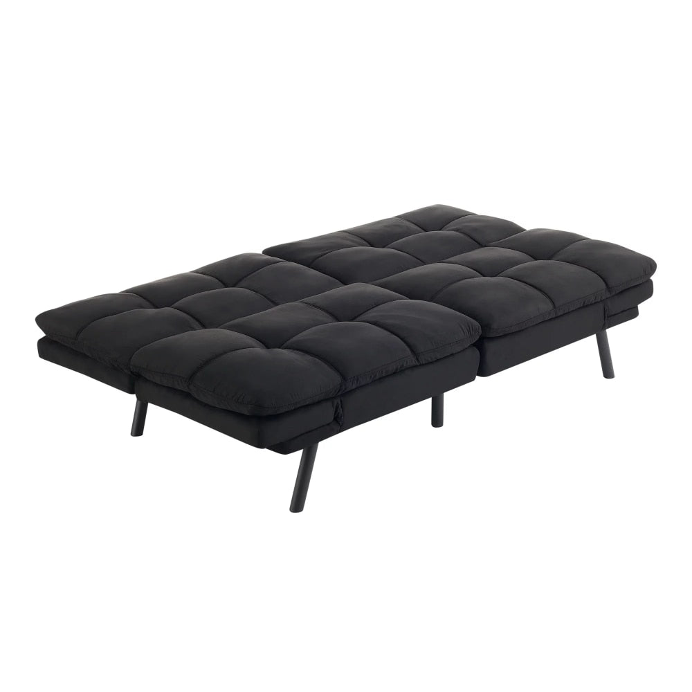 Bowen Memory Foam Sleeper Sofa, Black Faux Suede Fabric - DIVINE DESIGN