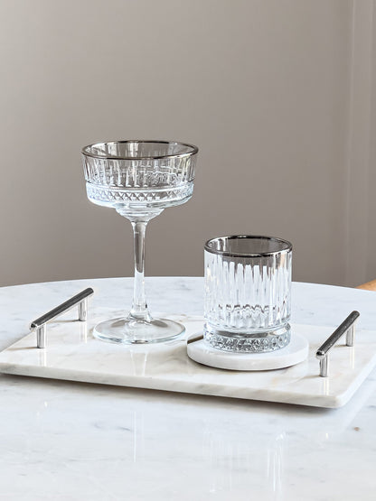 Bull Silver Rim Vintage Crystal Whiskey Glass - DIVINE DESIGN