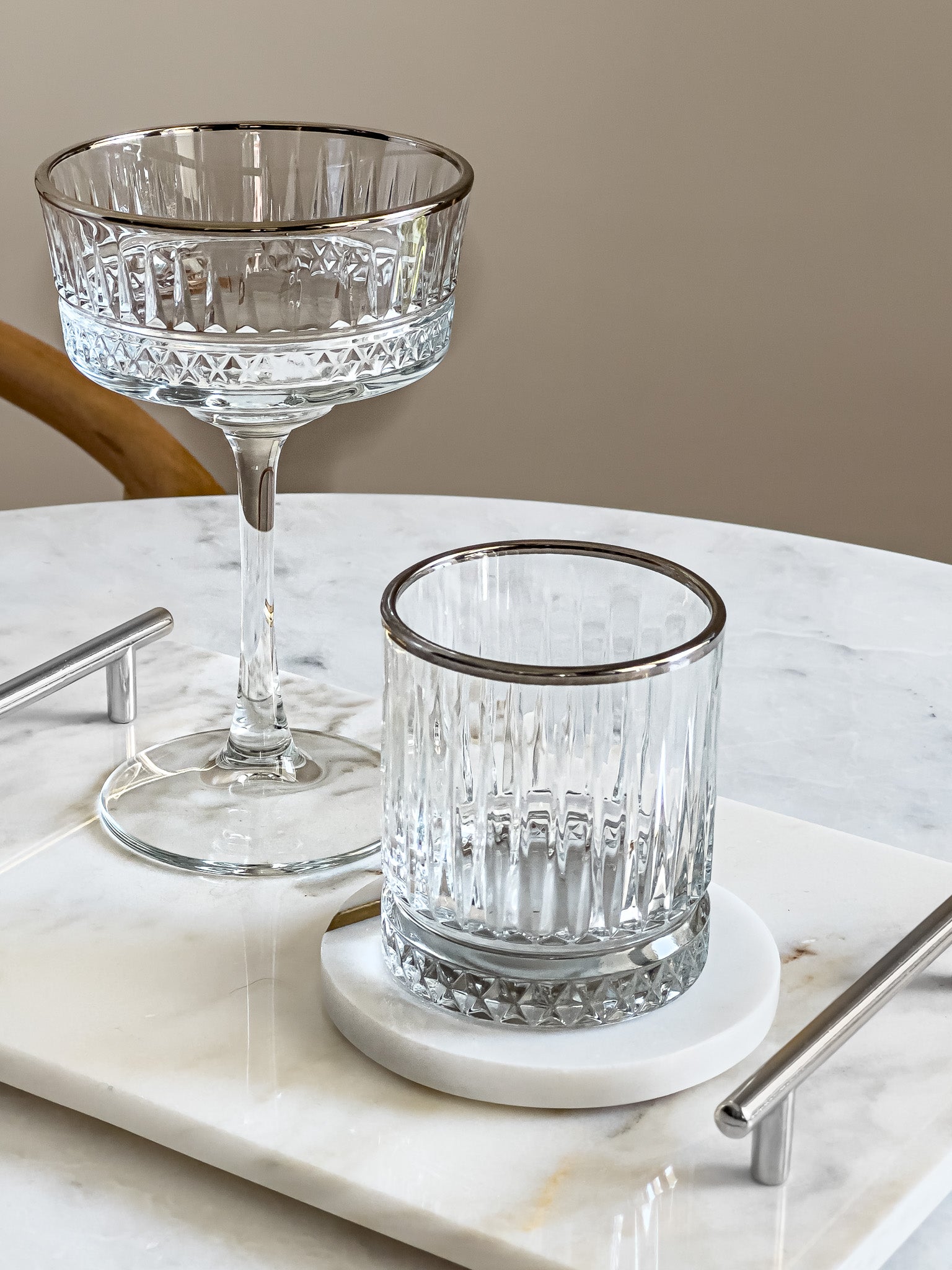 Bull Silver Rim Vintage Crystal Whiskey Glass - DIVINE DESIGN