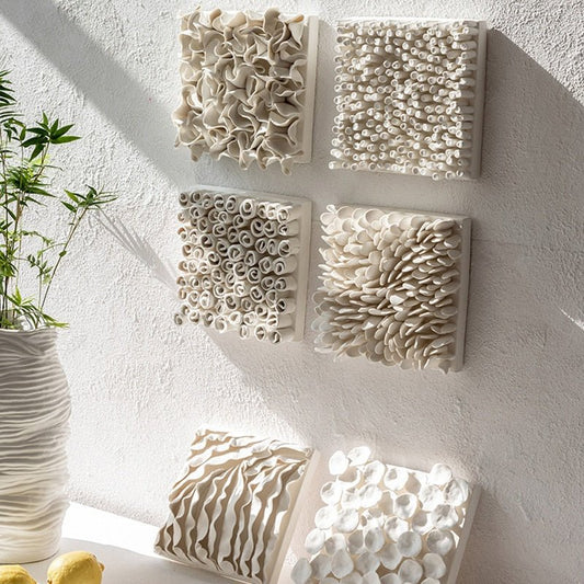 Ceramic Petal Pleated Wall Decor Sculptures - DIVINE DESIGN
