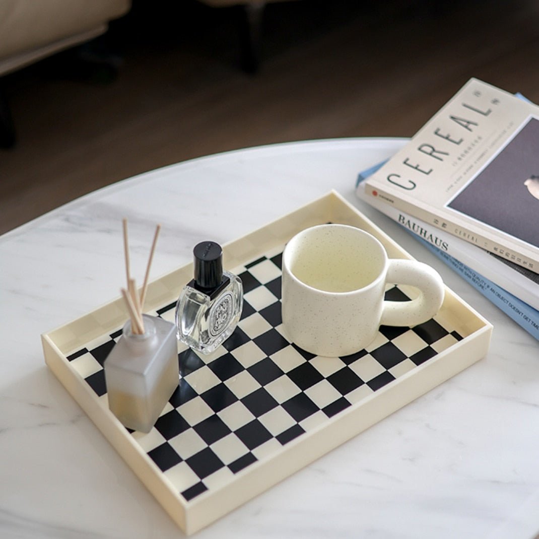 Checkered Acrylic Decorative Tray - DIVINE DESIGN