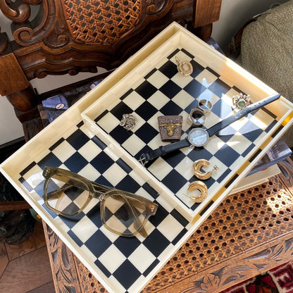 Checkered Acrylic Decorative Tray - DIVINE DESIGN