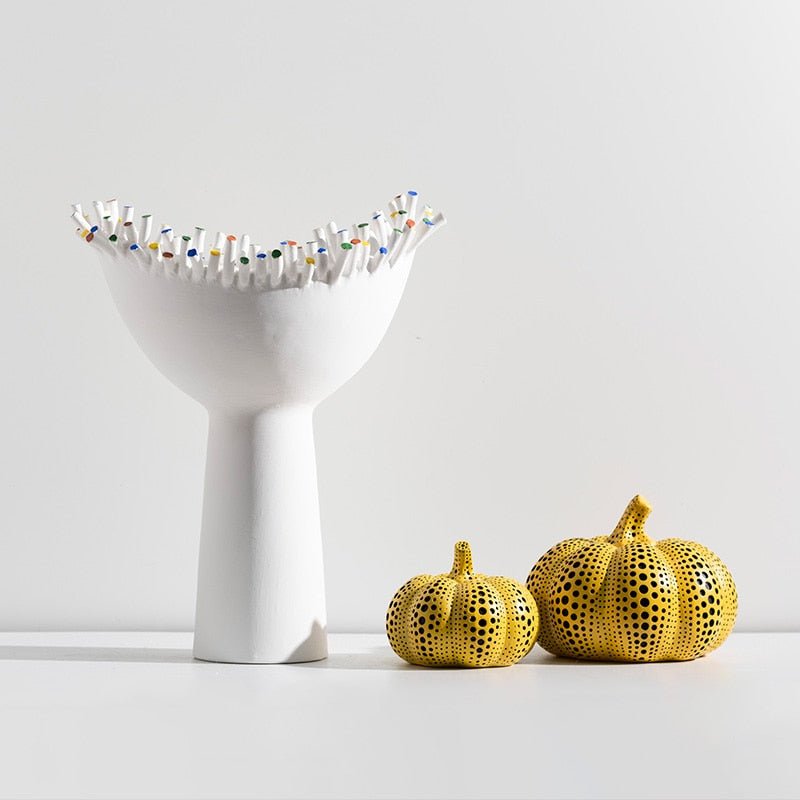 Colorful Studs Ceramic High Foot Sculpture - DIVINE DESIGN