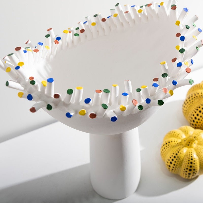 Colorful Studs Ceramic High Foot Sculpture - DIVINE DESIGN